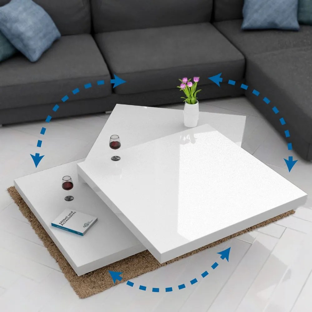 InternetovaZahrada - Konferenčný stolík NY – 60 x 60 cm – vysoký lesk biely