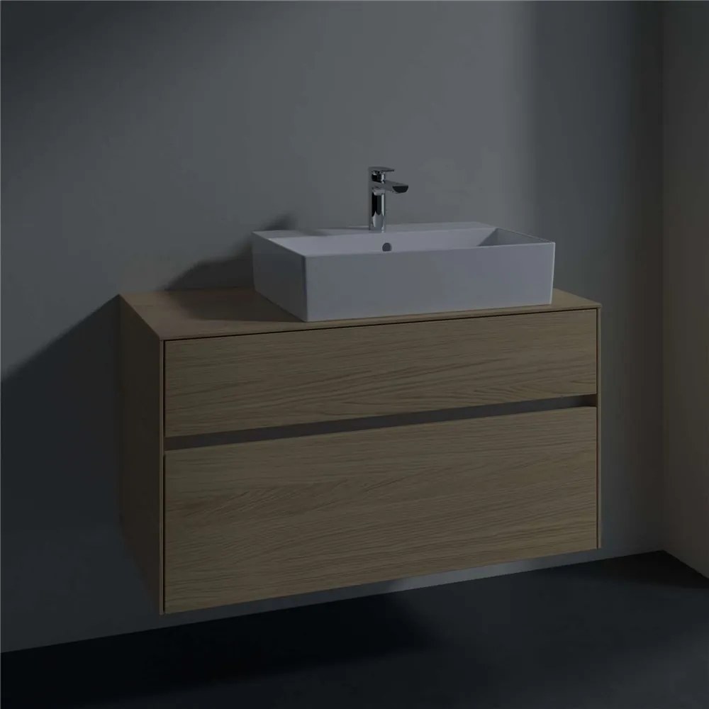 VILLEROY &amp; BOCH Collaro závesná skrinka pod umývadlo na dosku (umývadlo vpravo), 2 zásuvky, 1000 x 500 x 548 mm, Nordic Oak, C12700VJ