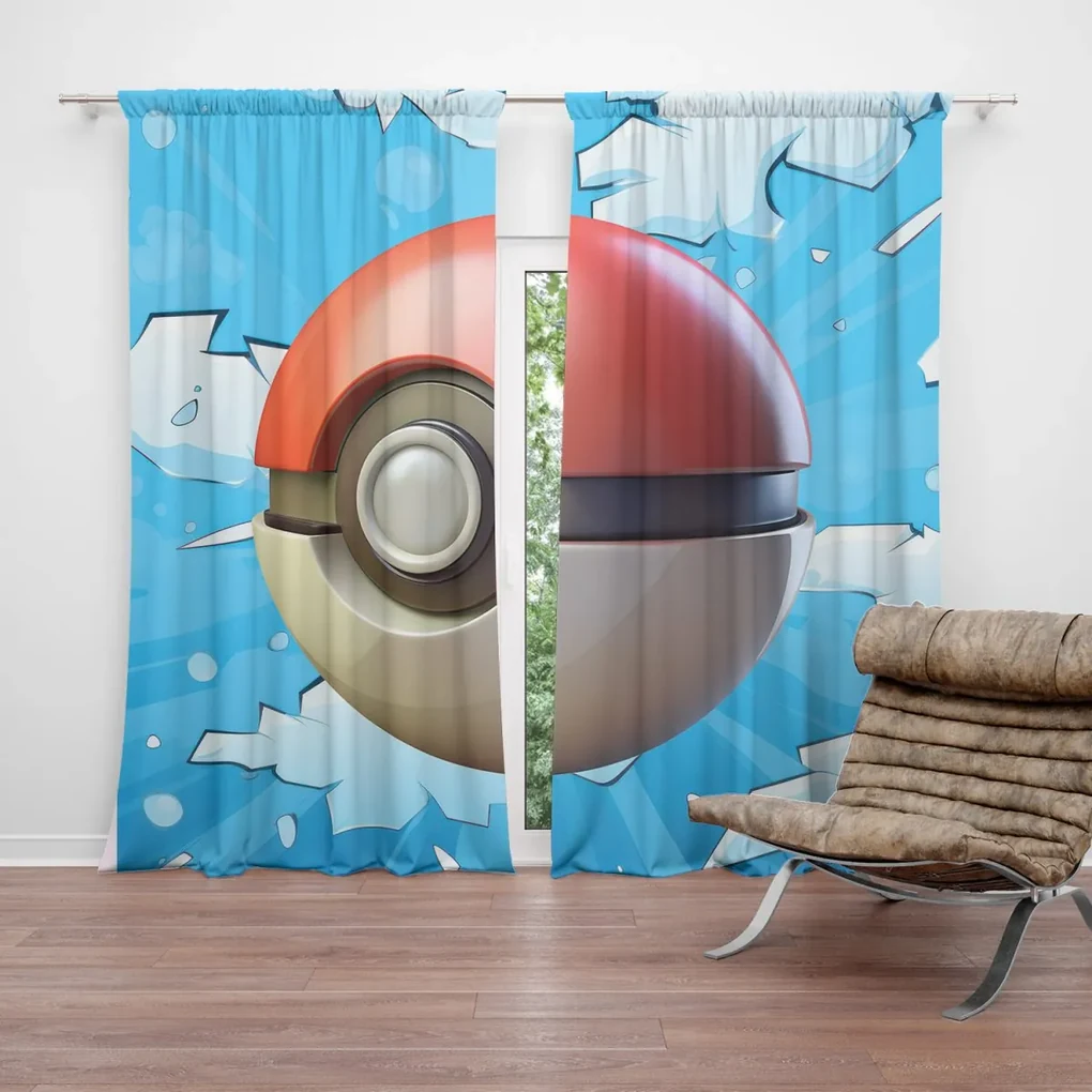 Sablio Záves Pokemon ball Obloha: 2ks 140x250cm