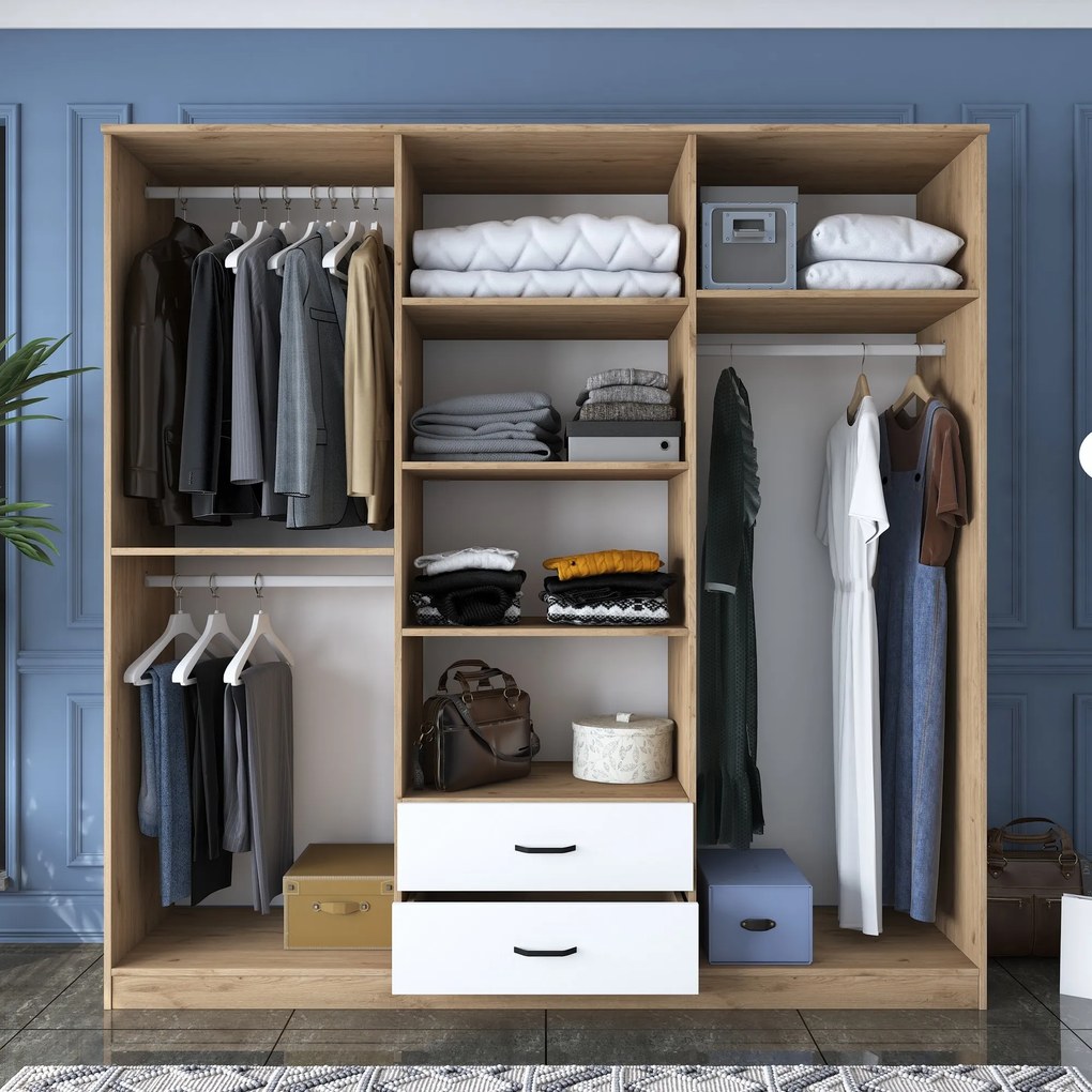 Šatníková skriňa BA 130 210 cm so zrkadlom orech/biela