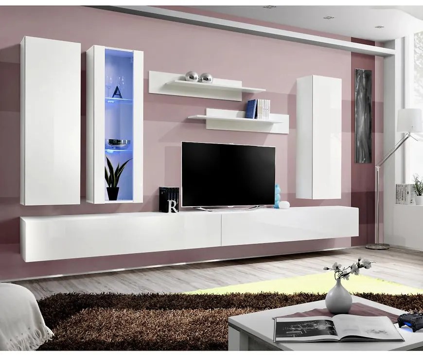 Obývacia stena Fly E+sklo biela Ww Fy E4