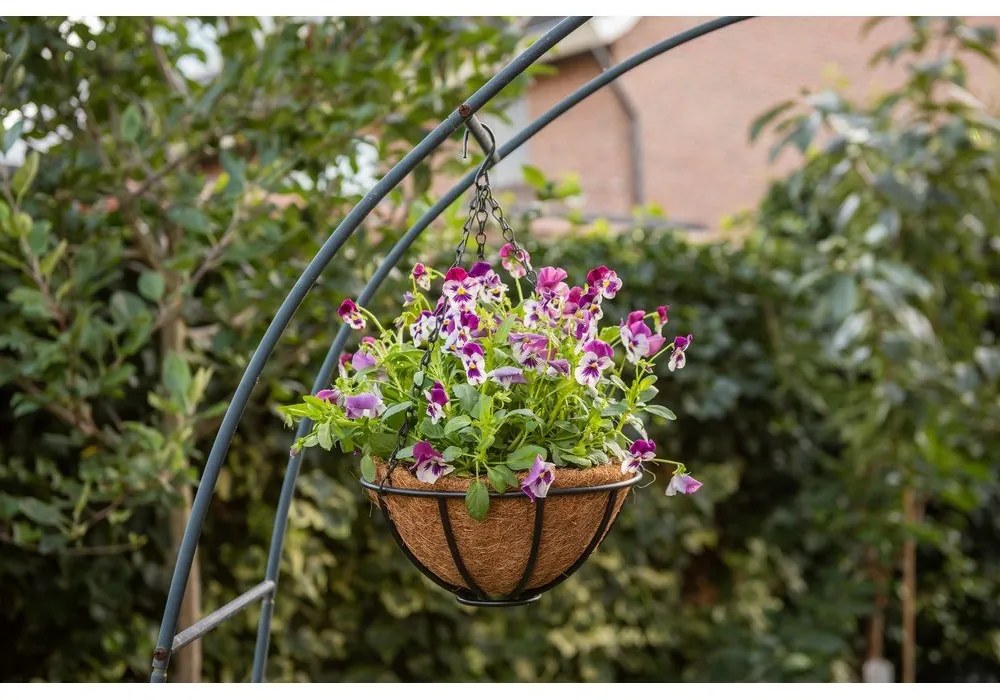 Závesný kovový kôš Esschert Design Flower, ⌀ 25,2 cm