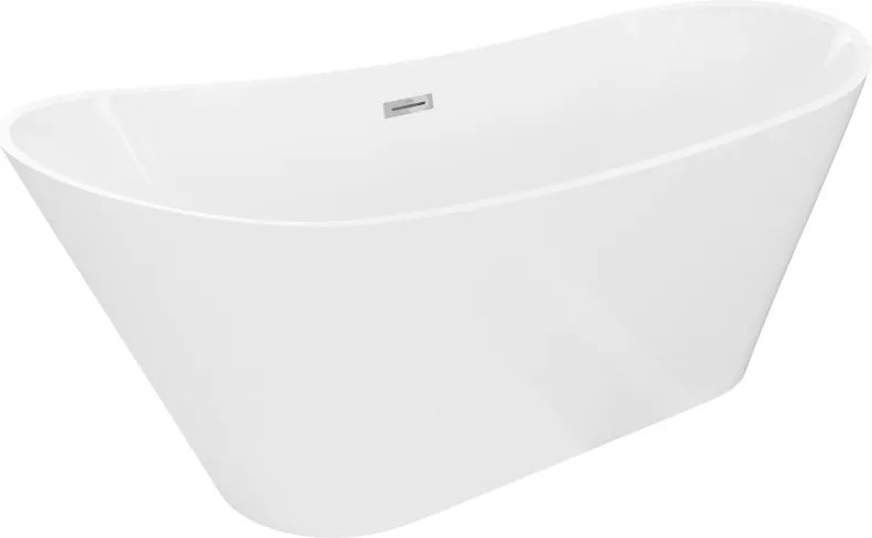 Mexen Dora, voľne stojaca vaňa 160 x 75 cm, biela, chrómový prepad, 52071607500-01