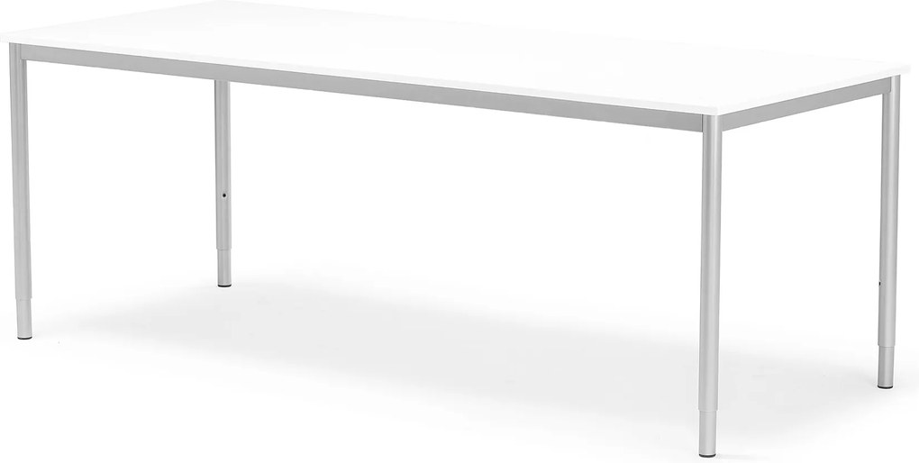 Kancelársky pracovný stôl Adeptus, 2000x800 mm, biely laminát/šedá
