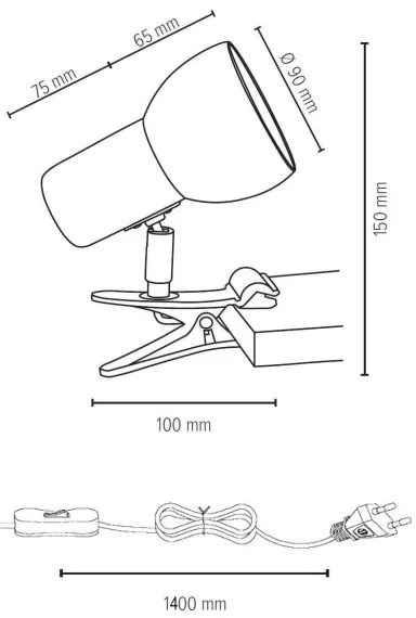Spot-Light 2224174WK - Lampa s klipom SVENDA 1xE27/60W/230V