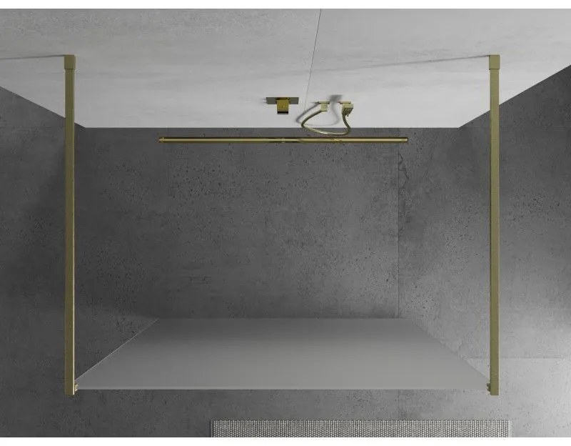 Mexen Kioto, sprchová zástena Walk-In 110 x 200 cm, 8mm sklo námraza, zlatý matný profil, 800-110-002-55-30
