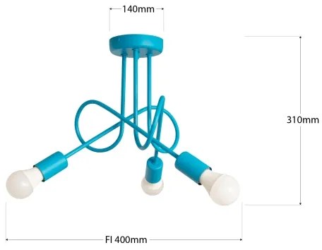 LED Detský prisadený luster OXFORD 3xE27/15W/230V modrý