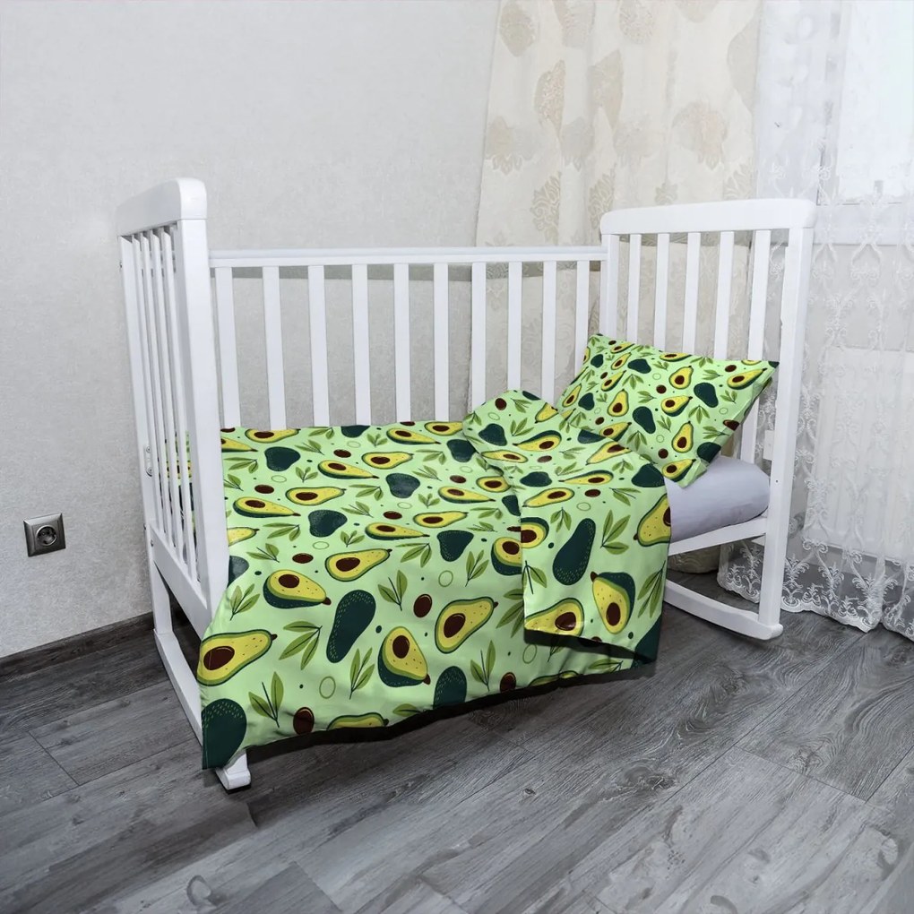 Sablio Mikroplyšové detské obliečky do postieľky Kreslené avokádo - 100x135 / 40x60