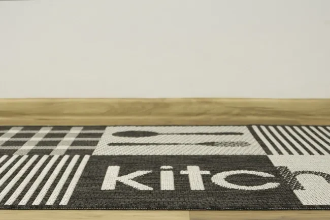 Protišmykový kuchynský koberec / behúň Flex 19053/08 tmavosivý
