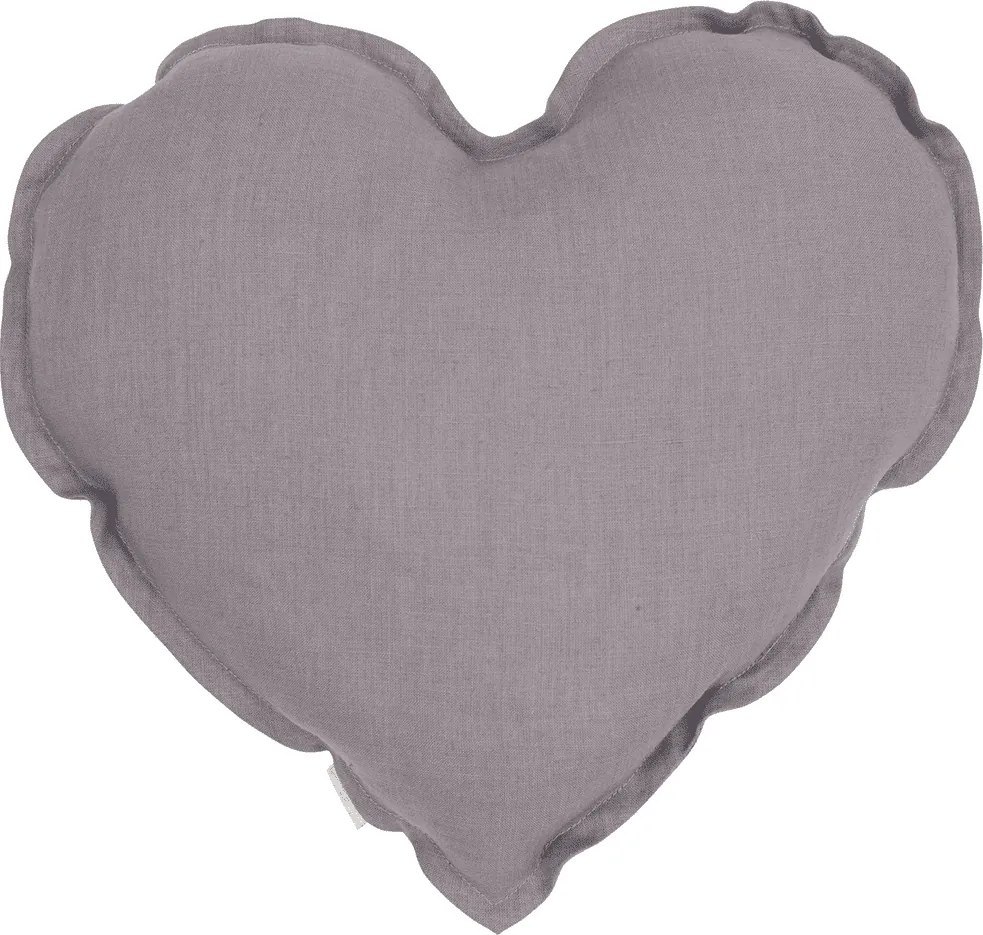 Ľanový vankúš srdca tmavo šedá 44cm