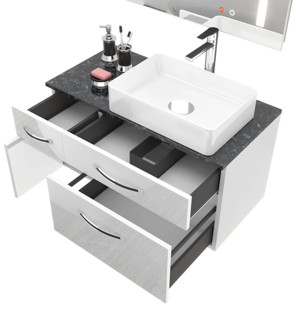 Kúpeľňový nábytok Euphoria EUP P 90L/0/W/W/0/BK/MB