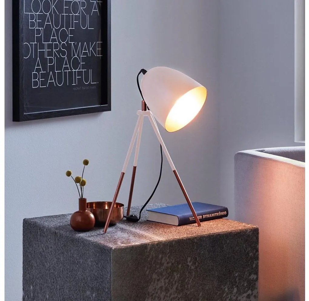 Eglo 49727 - Stolná lampa CHESTER 1xE27/60W/230V biela/medená