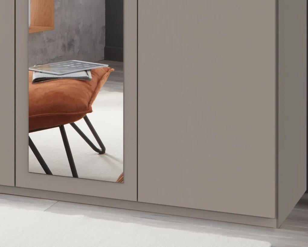 Šatníková skriňa so zrkadlami Düsseldorf, 225 cm, šedá sahara