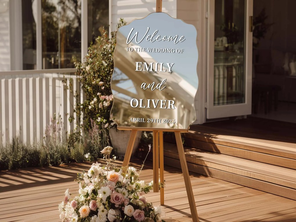 Personalizovaná nálepka na zrkadlo S50 – Welcome to the wedding of...