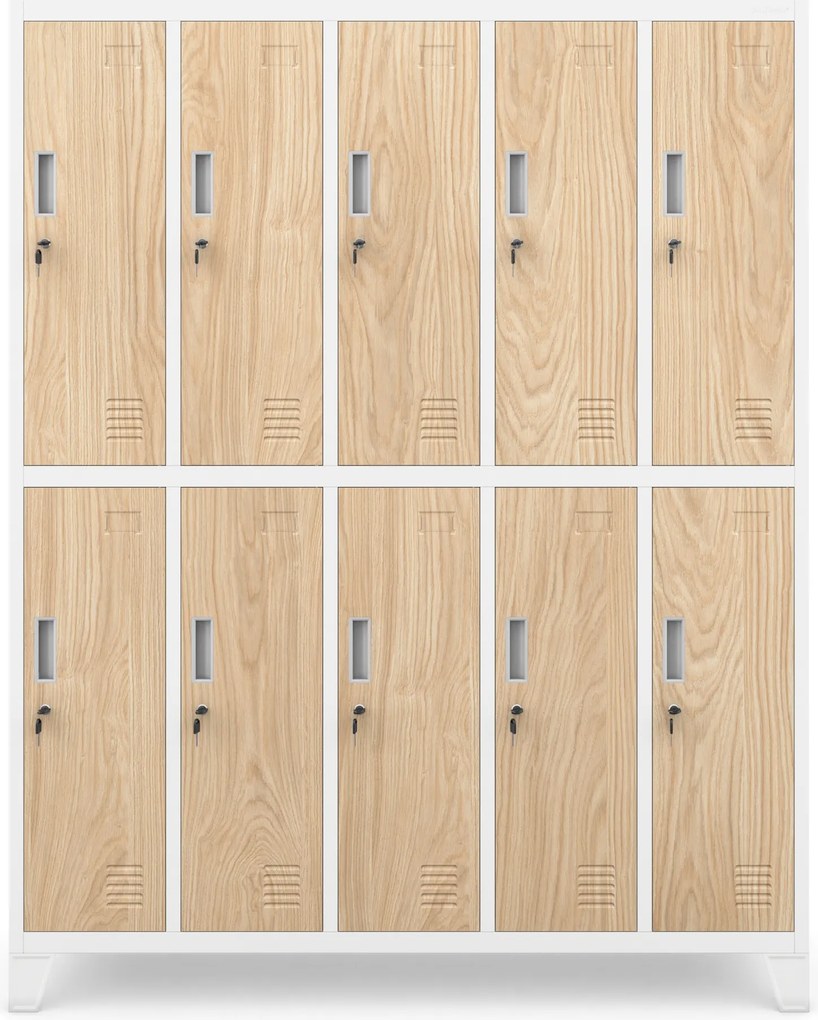 10-dverová šatňová skrinka na oblečenie, biela/dub Sonoma, 1360x1720x450 mm: BARTEK Eco Design