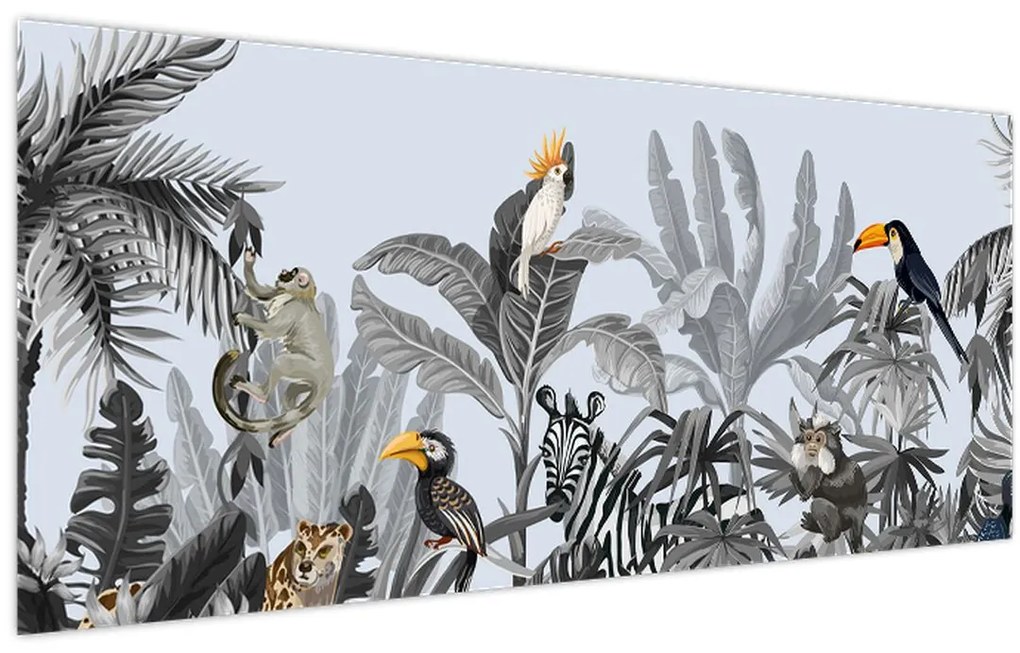 Obraz - Ilustrovaná džungľa (120x50 cm)