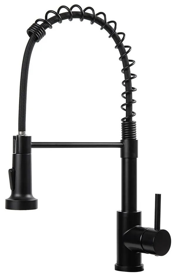 Kuchynská batéria s flexibilnou hadicou, odnímateľnou sprchovou hlavicou, čierna