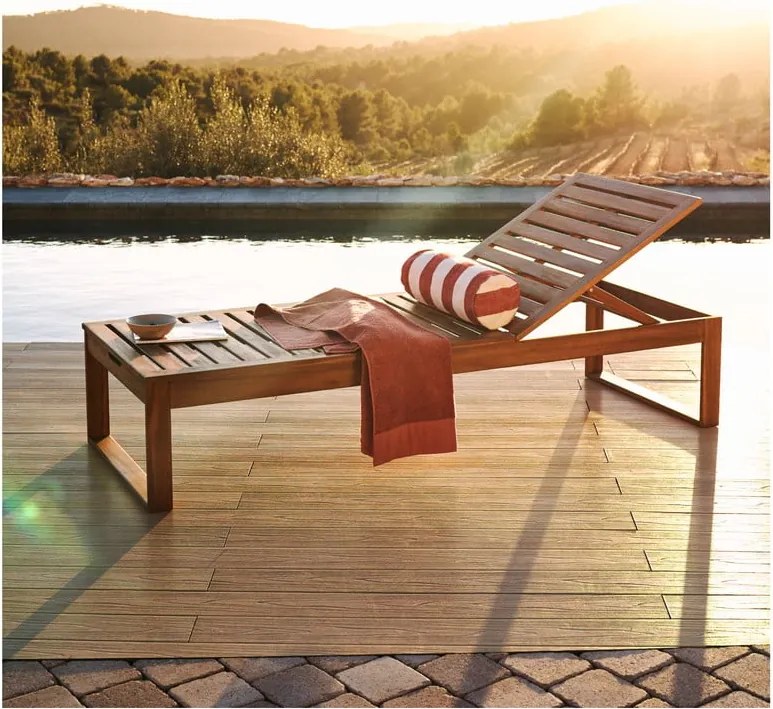 Drevené záhradné ležadlo v prírodnej farbe Sulamita – Kave Home