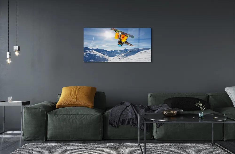 Obraz na skle Man mountain board 100x50 cm