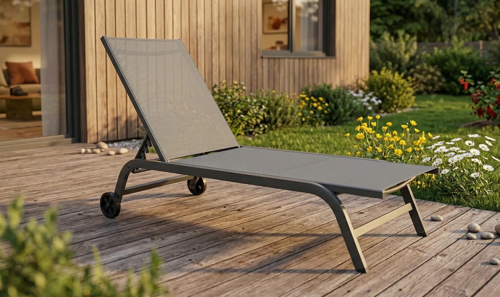Záhradné ležadlo Houseland Breeze sivé