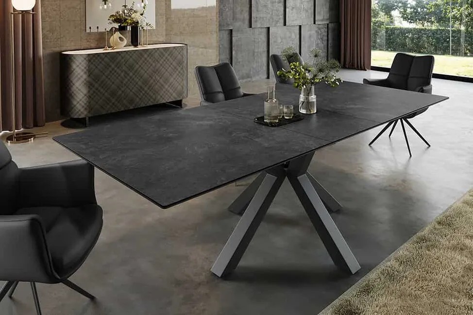 Rozkladací keramický jedálenský stôl Bergamo 160-200cm grafitová šedá