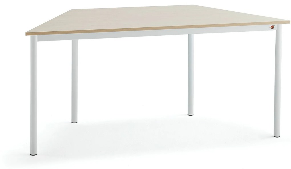 Stôl SONITUS TRAPETS, 1600x800x720 mm, HPL - breza, biela