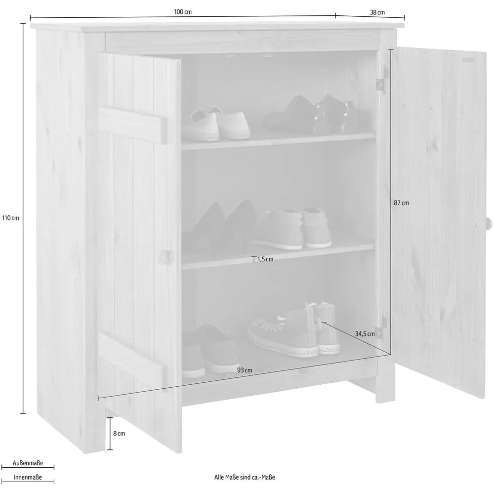 Svetlozelená skrinka z borovicového dreva 100x110 cm Bertram – Støraa