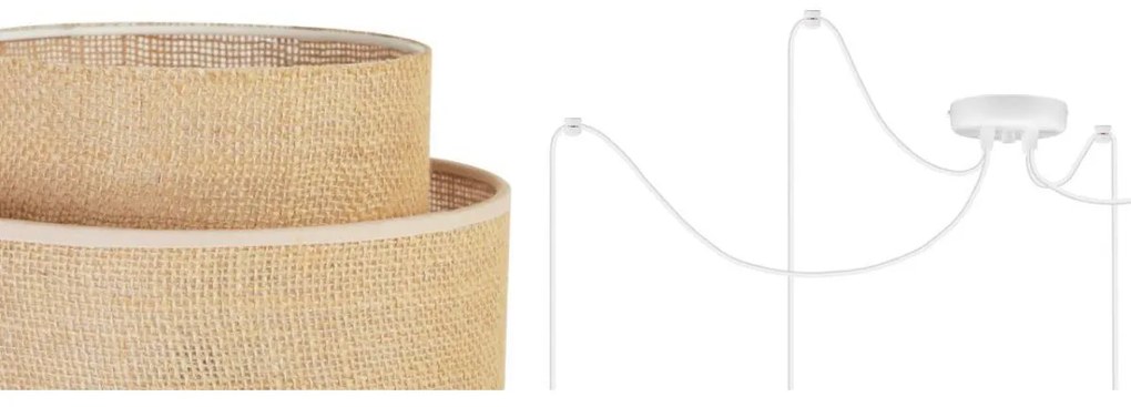 Závesné svietidlo Boho Spider, 4x jutové tienidlo, (výber z 2 farieb konštrukcie)
