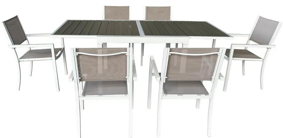 Tempo Kondela Záhradný rozkladací stôl, biela oceľ/sivá, DORIO