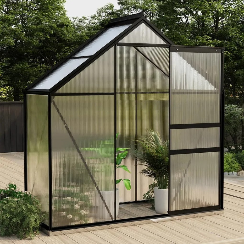 vidaXL Skleník, antracitový, hliník 1,33 m²
