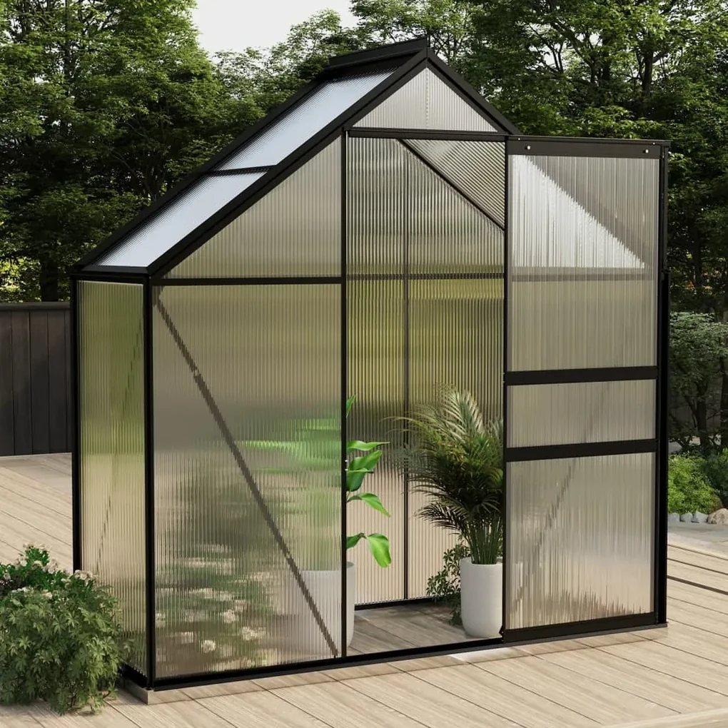 vidaXL Skleník, antracitový, hliník 1,33 m²