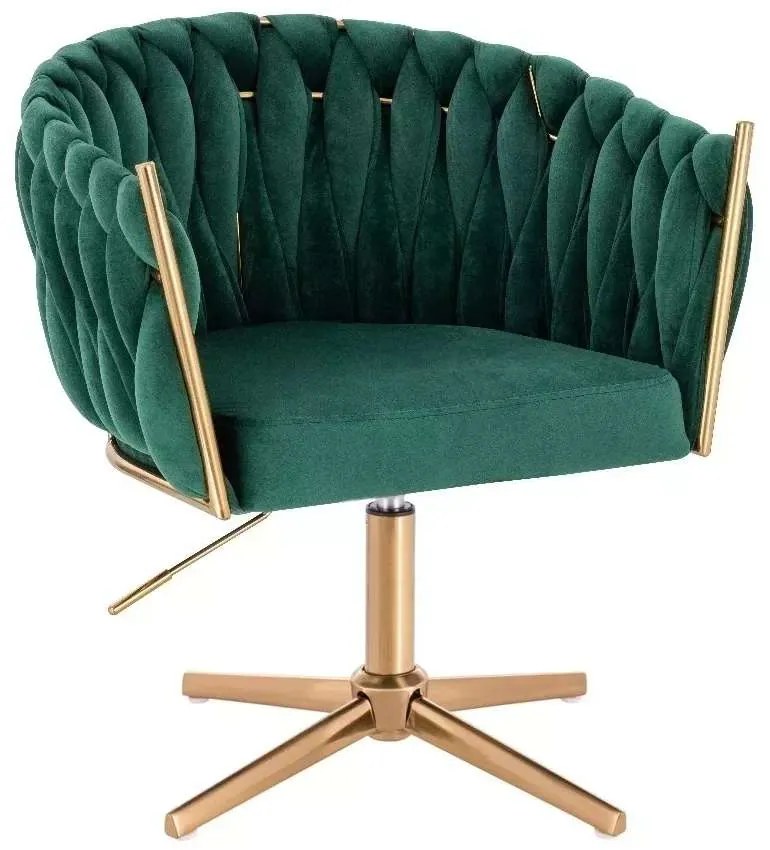 LuxuryForm DESIGN Stolička NORDEN VELUR na zlatom kríži - zelená