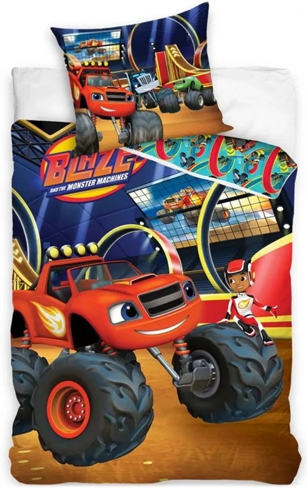 Obliečky do detskej postieľky Plamienok a štvorkolky – motív Aréna - 100% bavlna - 40x60 cm + 100x135 cm