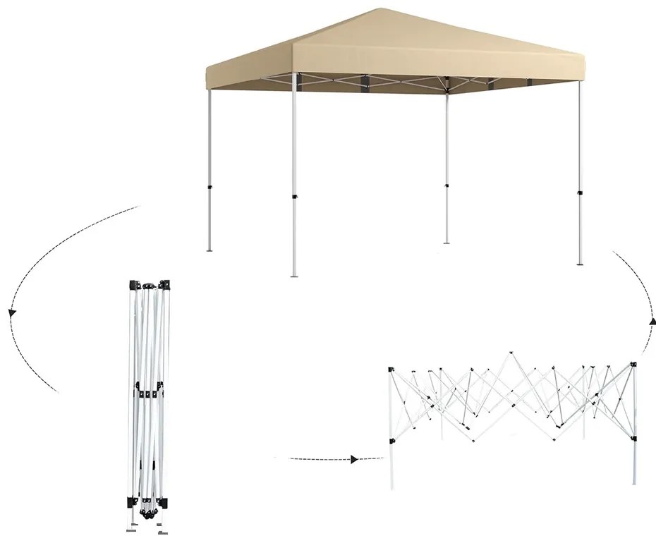 Pavilón so zadnou stenou s vreckami 3×3×2,8 m, béžový