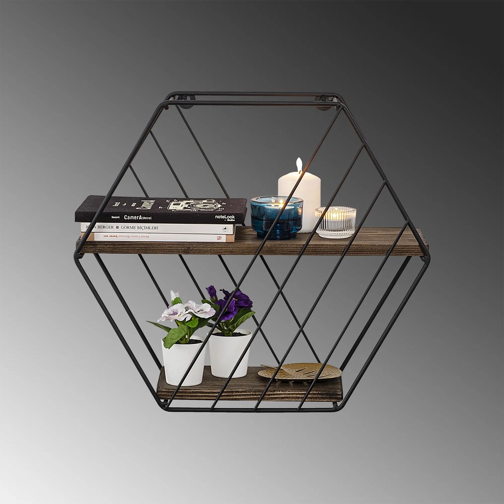 Nástenná polica LILIALES z masívu tmavý orech