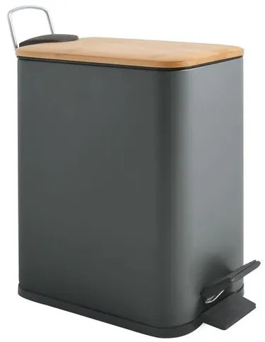 Spirella Spirella pedálový odpadkový kôš erik tmavo šedá oceľ bambusové veko 5 l 10.22584