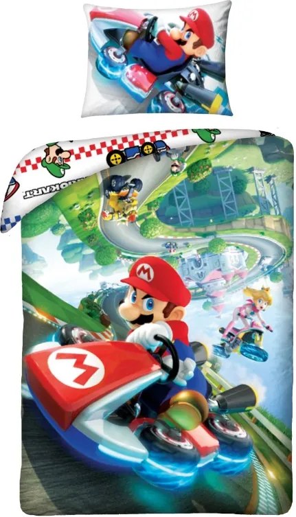 HALANTEX Obliečky Super Mario Kart Bavlna, 140/200, 70/90 cm