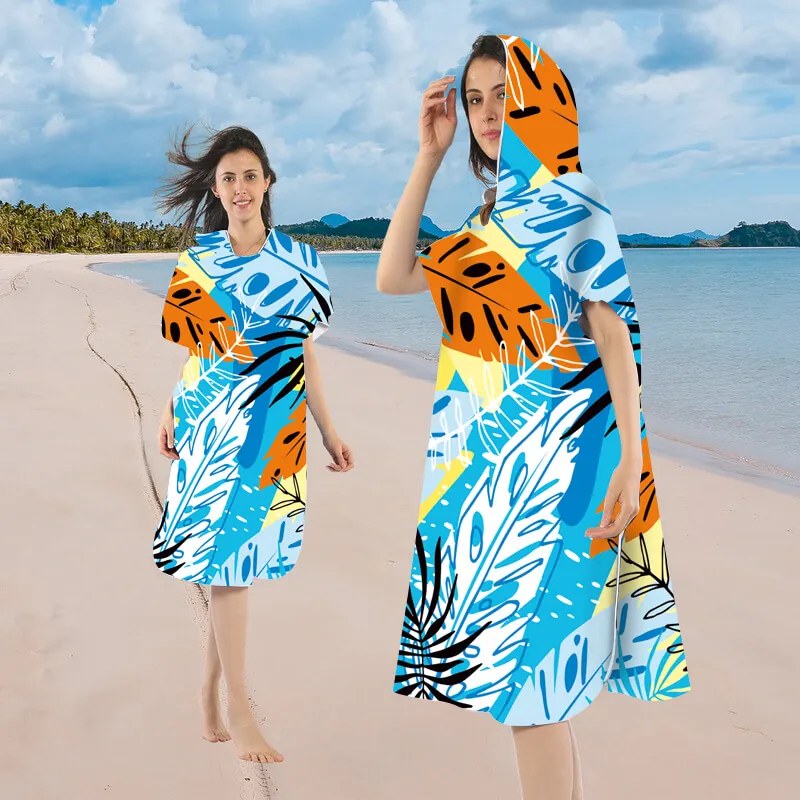 Plážový set SUMMER FRESH – osuška 100×180 cm a pončo 80×145 cm, farebný