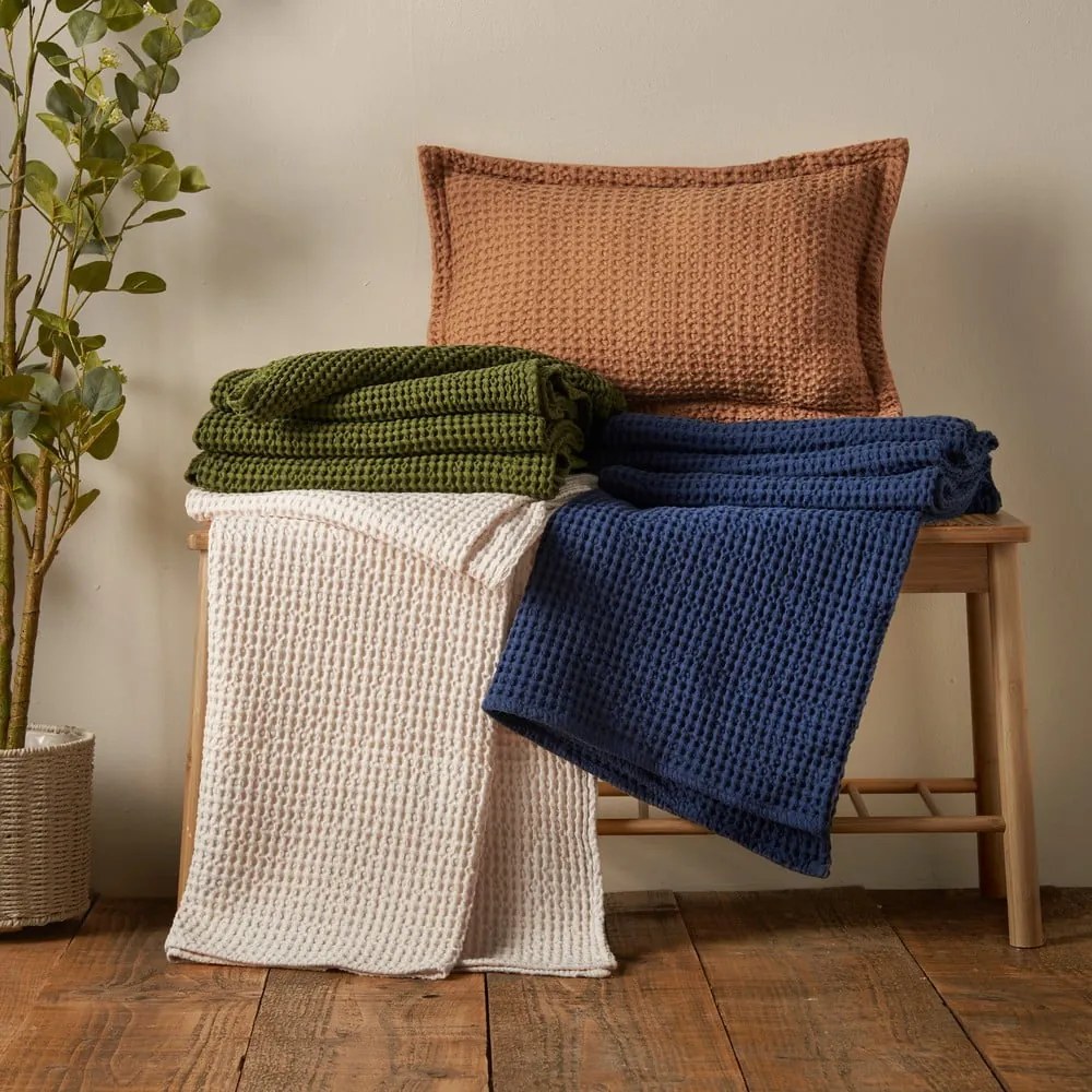 Zelená bavlnená deka 150x200 cm Jaipur Chunky Waffle – Pineapple Elephant