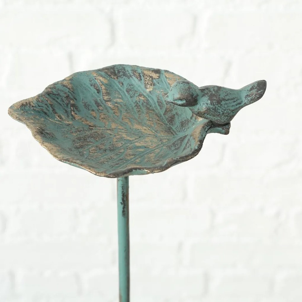 Zapichovacie napájadlo pre vtáky Karla Leaf, 98x20x14 cm, liatina, zelená