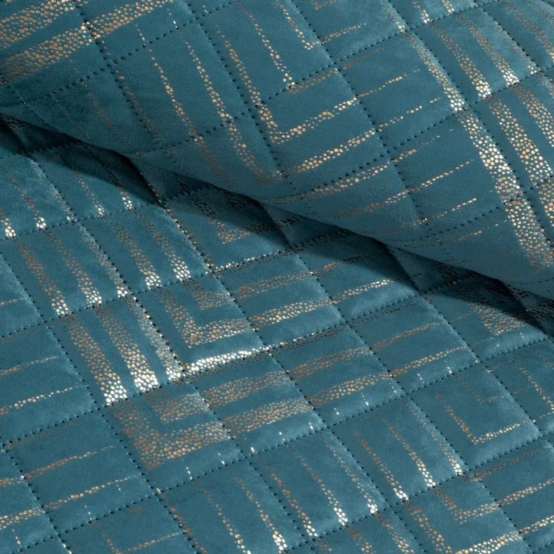EUROFIRANY Zamatový prehoz, vyrobený technikou "hot press" s potlačou fólie 220 cm x 240 cm tyrkysová 100 % polyester Rozmery textílií: 170 cm x 210 cm