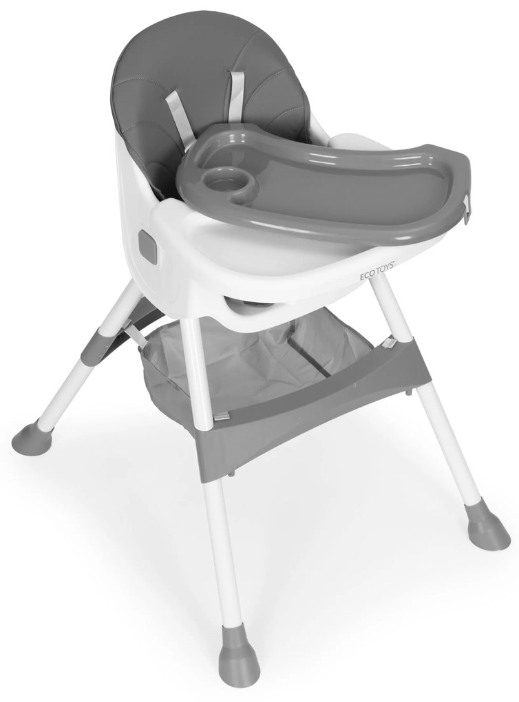 Detská jedálenská stolička BABY ECOTOYS sivá