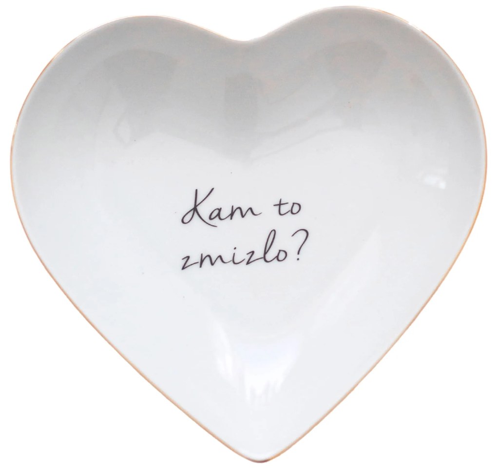 Bella Rose Porcelánový tanierik v tvare srdca Kam to zmizlo? 16 cm - SK