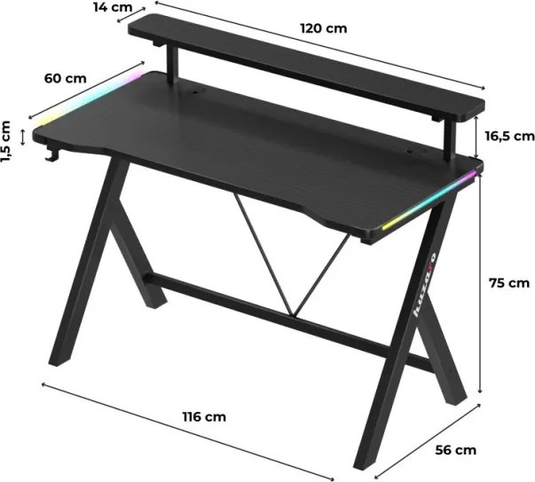 Herný stôl Hero 1.9 RGB Black