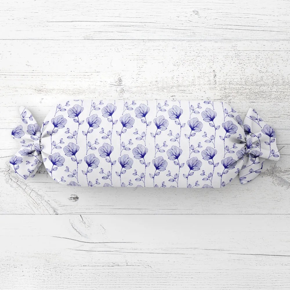 Biante Vankúš valec bonbon Sandra SA-254 Modré poľné kvety 15x80 cm