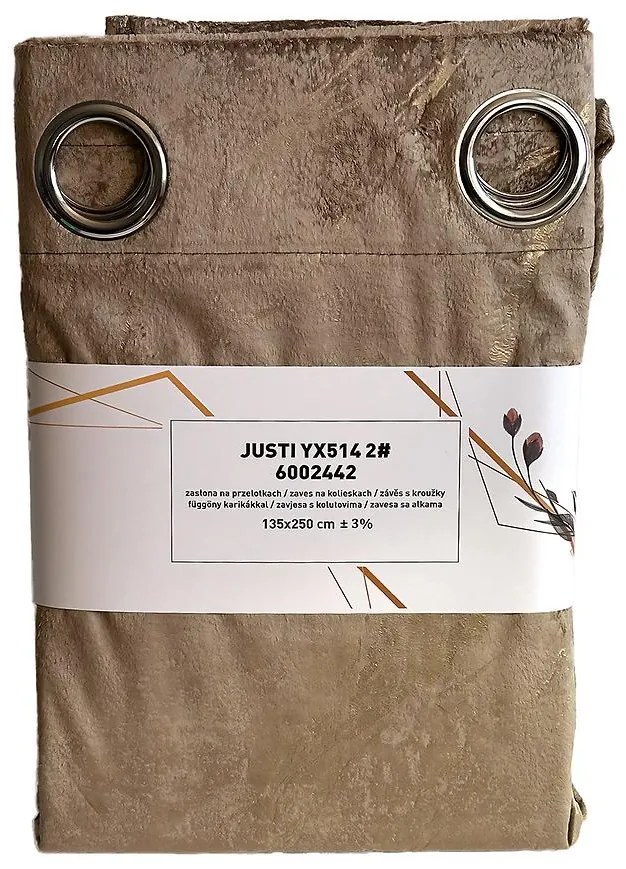 Záves na krúžkoch Velvet Justi YX514/2 135x250 cm béžový