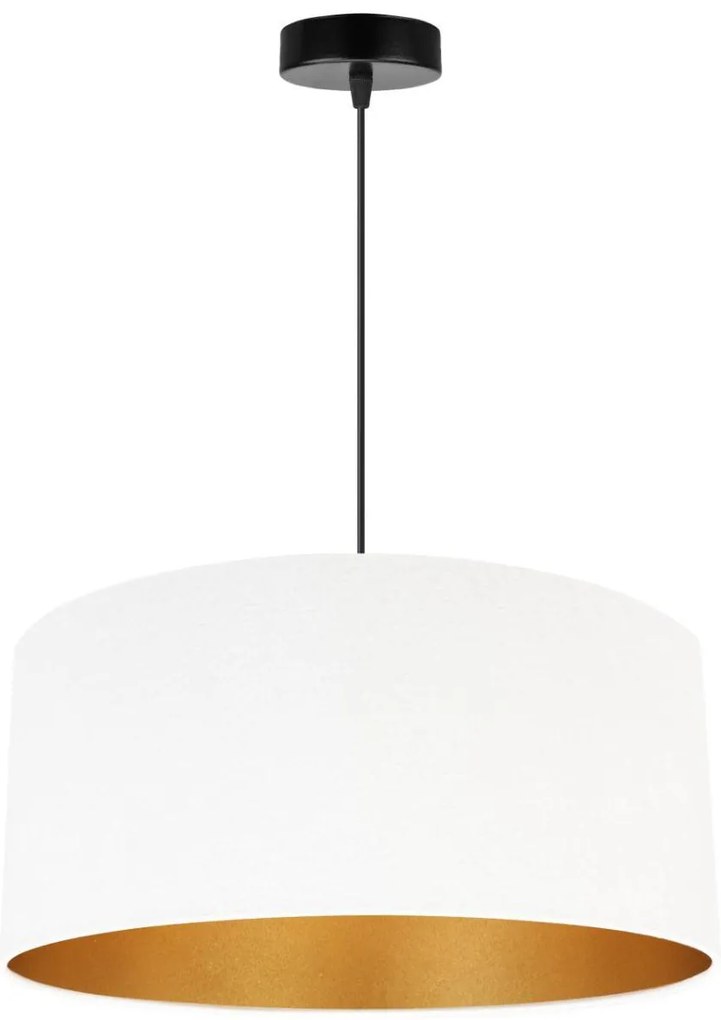 Závesné svietidlo Mediolan, 1x biele/zlaté textilné tienidlo, (výber z 2 farieb konštrukcie), (fi 44cm)