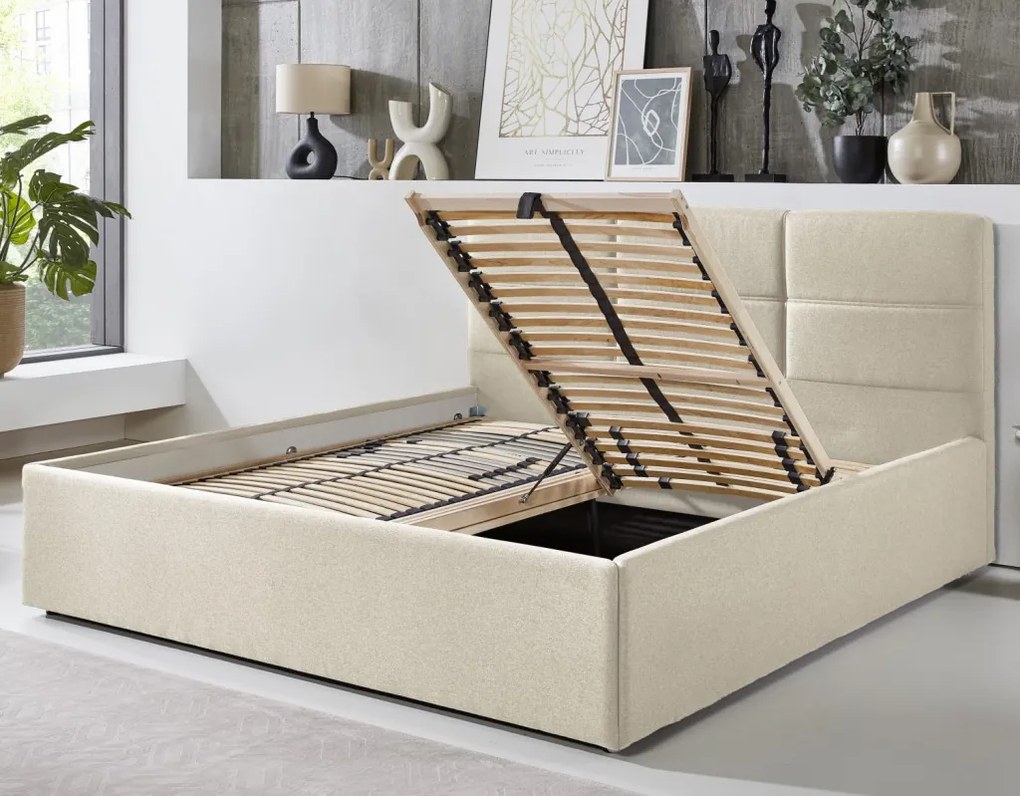 Posteľ Domango 140x200 cm, béžová látka