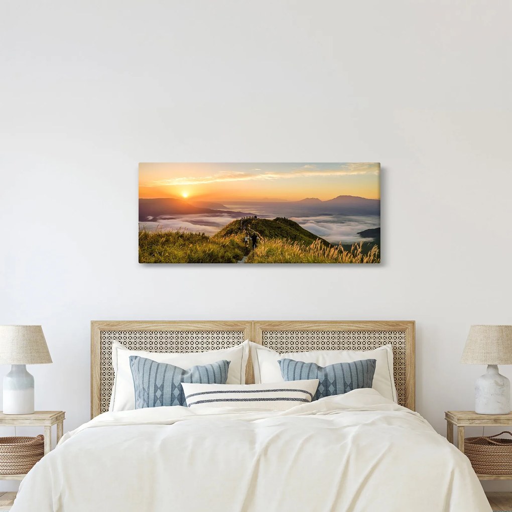 Obraz hory pri západe slnka (120x50 cm)