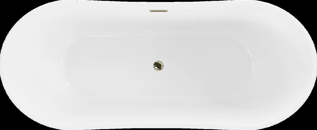 Mexen Montana, voľne stojaca vaňa 180 x 80 cm + zlatá zátka a sifón automat, biela-čierna, 52011808075-G